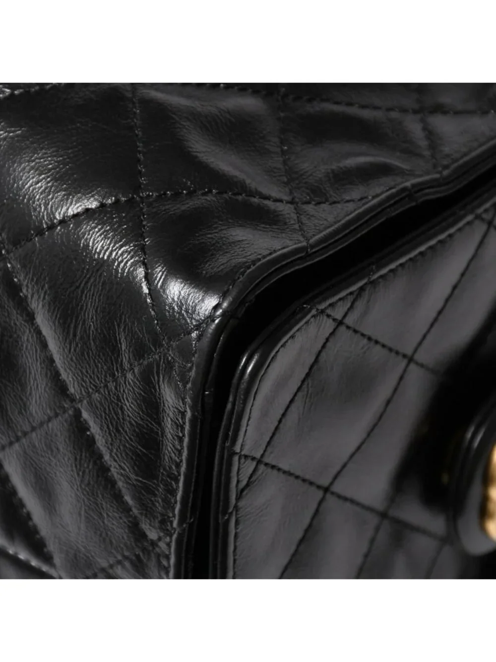 Chanel 25 Large Handbag Base Grained Calfskin CC Logo Black